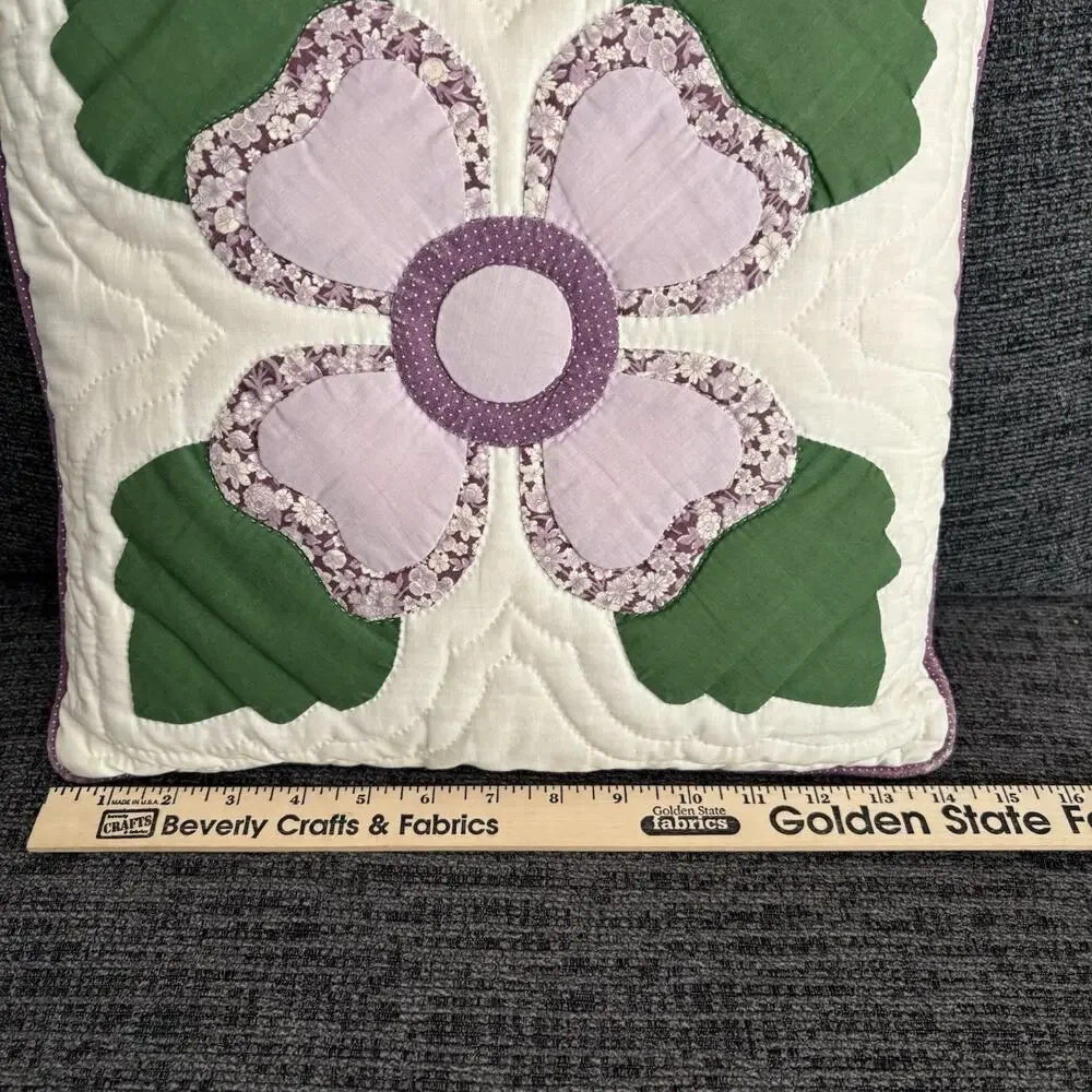 Vintage Cottage Core Quilted Hearts And Flower Throw Pillow
